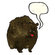 huge black bear cartoon with speech bubble N2