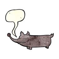 cartoon funny little dog with speech bubble N8