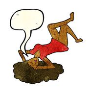 cartoon woman lying on floor with speech bubble N7