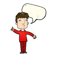 cartoon man raising point with speech bubble N2