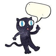 cartoon black cat with idea speech bubble N2