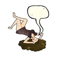 cartoon woman lying on floor with speech bubble N8