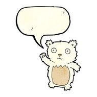cartoon waving polar bear cub with speech bubble N17