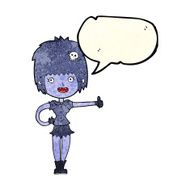 cartoon vampire girl giving thumbs up sign with speech bubble N6