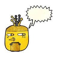 cartoon gold robot head with speech bubble N4