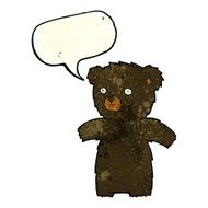 cute cartoon black bear with speech bubble N30