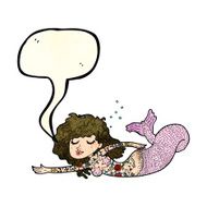 cartoon mermaid with tattoos speech bubble N4