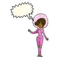 cartoon space woman with speech bubble N12