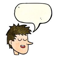 cartoon happy boy face with speech bubble N19