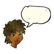 cartoon curious girl with speech bubble N3