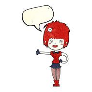 cartoon vampire girl giving thumbs up sign with speech bubble N7