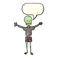 cartoon skeleton in clothes with speech bubble N4