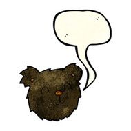 cartoon happy black bear face with speech bubble N2