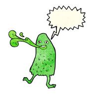 cartoon funny slime monster with speech bubble N7