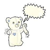 cartoon teddy polar bear with torn arm speech bubble N2