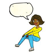 cartoon happy woman sitting with speech bubble N7