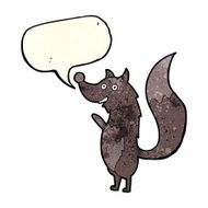 cartoon waving wolf with speech bubble N5