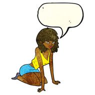 cartoon woman in sexy pose with speech bubble N6