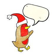 cartoon christmas robin with speech bubble