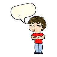 cartoon annoyed boy with speech bubble N16