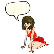 cartoon woman in sexy pose with speech bubble N7