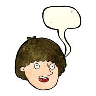 cartoon happy male face with speech bubble N8