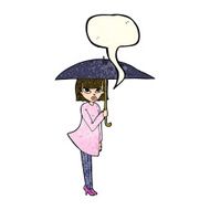 cartoon woman with umbrella speech bubble N4