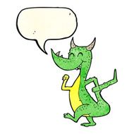 cartoon happy dragon with speech bubble N4