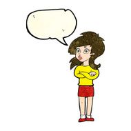 cartoon woman with folded arms speech bubble N12