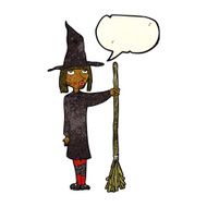 cartoon witch with speech bubble N4