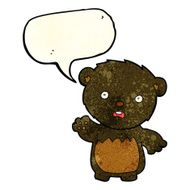 cartoon worried black bear with speech bubble N2