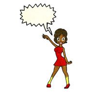cartoon party girl with speech bubble N4