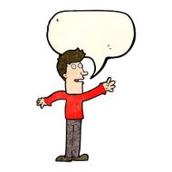 cartoon man reaching with speech bubble N4