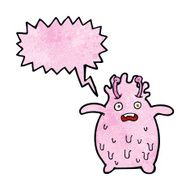 cartoon funny slime monster with speech bubble N8