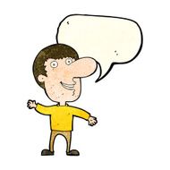 cartoon waving man with speech bubble N16