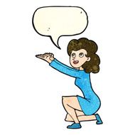 cartoon woman presentation gesture with speech bubble N4