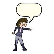 cartoon woman pointing with speech bubble N86