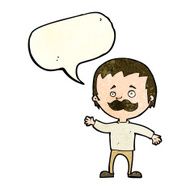 cartoon man with mustache waving speech bubble N12