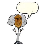 cartoon big hair lecturer man with speech bubble N3