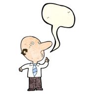 cartoon bald man asking question with speech bubble N4