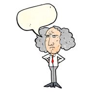 cartoon big hair lecturer man with speech bubble N4