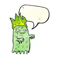 cartoon spooky ghost with speech bubble N19
