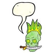 cartoon pirate skull with knife in teeth speech bubble N3