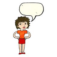 cartoon woman with hands on hips speech bubble N86