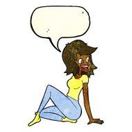cartoon pretty woman looking happy with speech bubble N2
