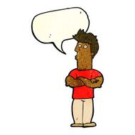 cartoon man with folded arms speech bubble N12