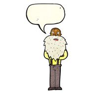 cartoon bearded old man with speech bubble N16
