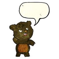 cartoon cute waving black bear teddy with speech bubble N2