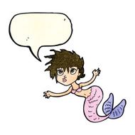 cartoon mermaid with speech bubble N27