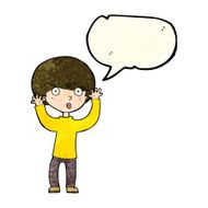 cartoon startled boy with speech bubble N11